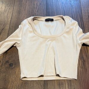 Linden Beige Ribbed Women's Blouse